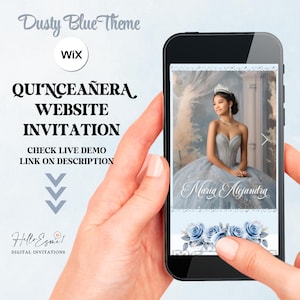 Cinderella Quinceañon Websiteeinladung: Dusty Blue Online Antwort auf die Frage