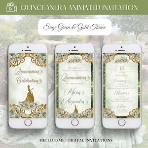 Princess Tiana sweet 16 invitation, Princess and the Frog Invitation, quince invitations, digital invitation, floral sage green and gold.