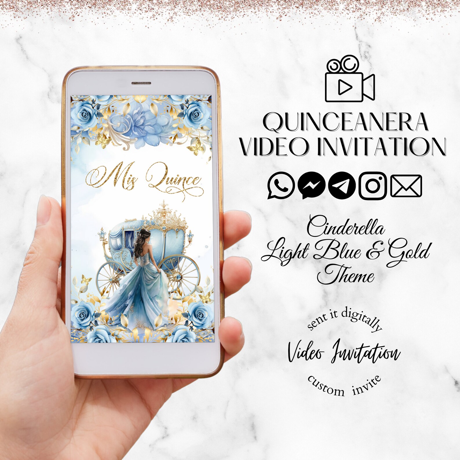 Cinderella Invite, Quince Invitation, Cinderella Sweet 16, Spanish ...