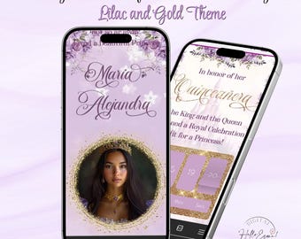Rapunzel Sweet 16 Quinceanera Website Invitation: Lilac and Gold, Online RSVP