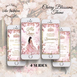 Quinceanera Invitation Cherry Blossom, sweet sixteen, pink floral, digital invitation, blossom theme, quince invitation, japanese sakura
