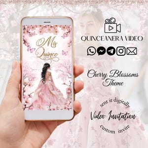 Cherry Blossom Quinceanera Invitation, sweet 16 invitation digital, japanese sakura, floral invite, soft pink and gold, cherry blossom party
