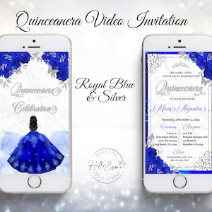 Invito di mela cotogna Royal Blue Silver, invito animato, invito video, invito a farfalla, invito per dolci 15, invito per dolci 16