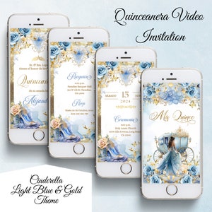 Cinderella sweet 16, Quince Invitation, animated invitation, spanish invitation, cinderella carriage, princess invitation, princess carriage