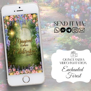 Enchanted Forest Invitation, quinceanera invitation, Digital Invitation, video Invitation, quince invites, xv invitation, fairy invitation