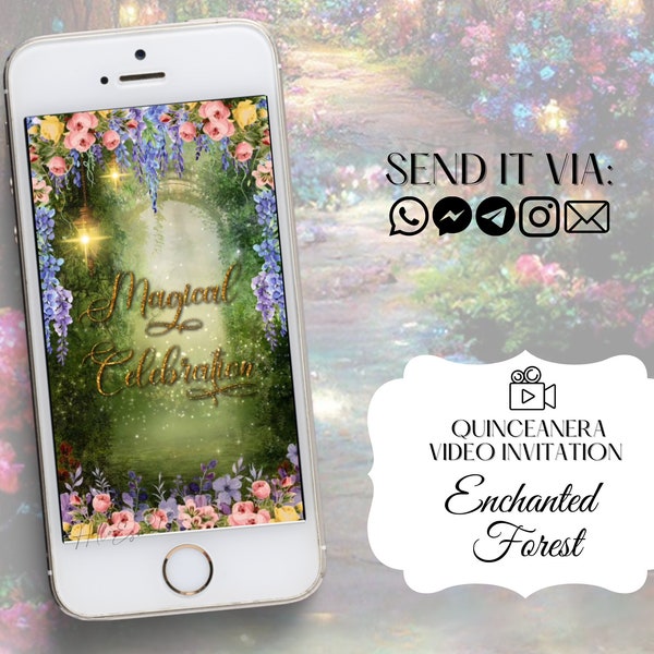 Enchanted Forest Invitation, quinceanera invitation, Digital Invitation, video Invitation, quince invites, xv invitation, fairy invitation