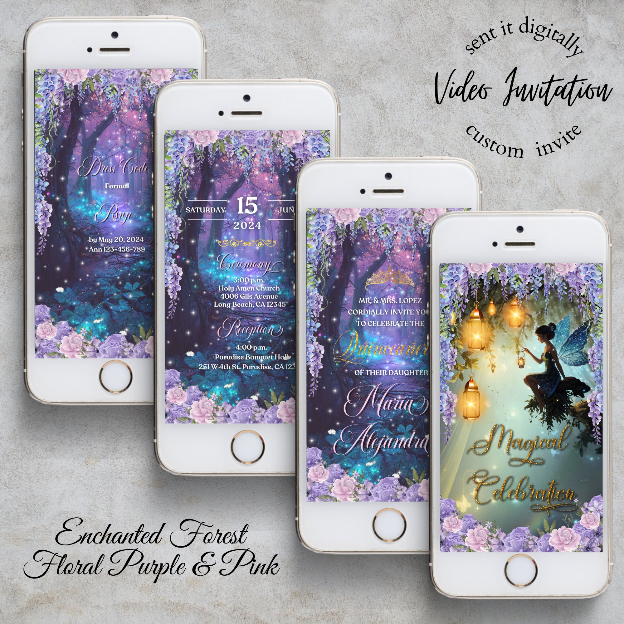 Xv Años Invitation, Enchanted Forest Invitation, Quince Invitations ...