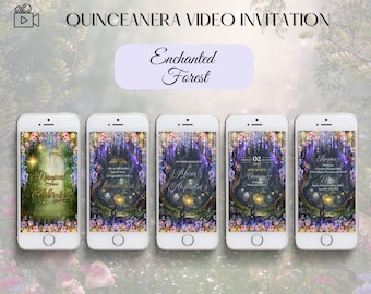 Enchanted Forest Invitation Quinceanera, Digital Invitation, Animated Invitation, mis quince invites, quinceanera invitations, xv invitation