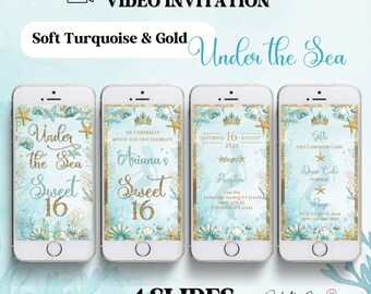 Under the Sea Sweet 16 Video Invitation: Turquoise & Gold (Digital)