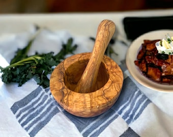 Real Olive Wood Mortar – Natural Craftsmanship for Your Kitchen, Gift Idea, Wooden Decoration, Handmade