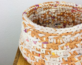 Upcycling basket M (approx. 22.5 cm) - "orange yoghurt"