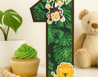 3D Buchstabe Dschungel Geburtstag Herzstück Tiername Dekor Wild One Zeichen Safari Party Display Zoo Thema Buchstaben