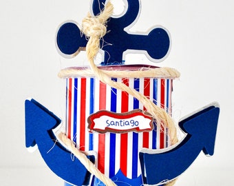 Ahoy Its a Boy Party Favors Nautical Baby Shower Anchor Edible Favors Chip Can Snacks Table Decorations