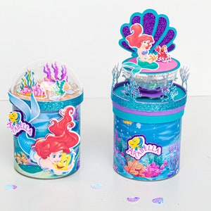 Favores de fiesta de La Sirenita, Decoraciones de fiesta de sirena, Decoraciones de cumpleaños de La Sirenita, Decoración de princesa, Lata de patatas fritas de sirena