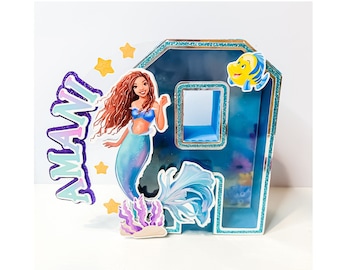 Little Mermaid 3D Letter or Number Black Ariel Inspired Party Decorations Ocean Princess Birthday Custom Name Table Centerpiece Decor