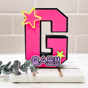 Glow in the Dark Birthday 3D Name Letters Retro Neon Style Party Decor Custom Initial or Number 80s 90s Theme Table Centerpiece Display Sign