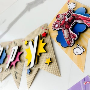 Comic Book Happy Birthday Banner, Superhelden Partydekorationen
