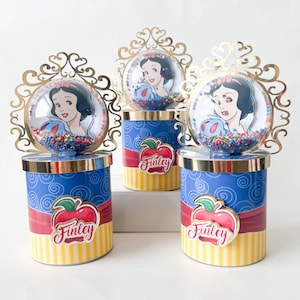 Regalos de fiesta de Blancanieves, decoraciones para fiestas de Blancanieves, decoración de cumpleaños de Blancanieves, lata de papas fritas de Blancanieves, fiesta de princesas, golosinas de Blancanieves