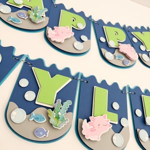 Axolotl Happy Birthday Banner Axolotl Party Decorations Ocean Theme Party Cute Axolotl Theme Party Salamander Party Axolotl Banner