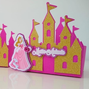 Princess castle favor box - pink and gold glitter castle box, royal birthday party decor, princess party centerpiece, fairytale table decor
