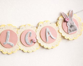 Some Bunny Is One Banner Girl's 1st Birthday Party Decor Bunny Garland Spring Celebration