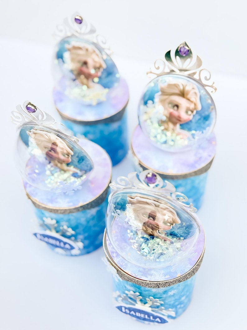 Frozen Party Favor Elsa And Anna Pringles Snack Cans Personalized Winter Theme (1.3oz, Handmade Sparkling Cardstock, Custom Child Name) image 10