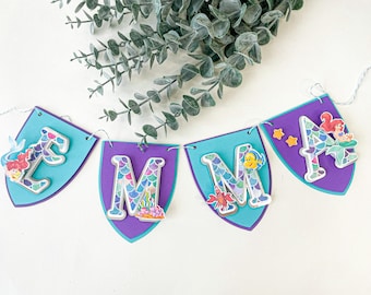 Mermaid Birthday Banner – Ariel Theme Under the Sea Party Decoration for Girls
