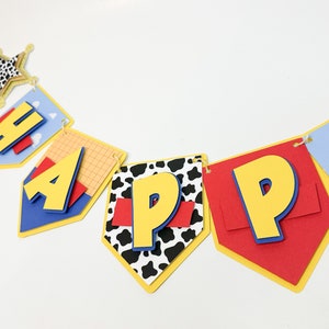 Toy Story Birthday Banner - Woody Theme, Customizable Party Decor, Cowboy Birthday Banner, Toy Story Party Decorations, Personalized Banner