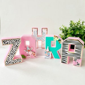 Letras 3D Safari Girl, Decorações para Festa Safari Girl, Aniversário Safari, Chá de Bebê na Selva, Letras Personalizadas, Chá de Bebê Safari Girl