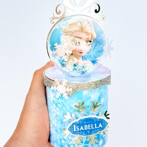 Frozen Party Favor Elsa And Anna Pringles Snack Cans Personalized Winter Theme (1.3oz, Handmade Sparkling Cardstock, Custom Child Name) image 7