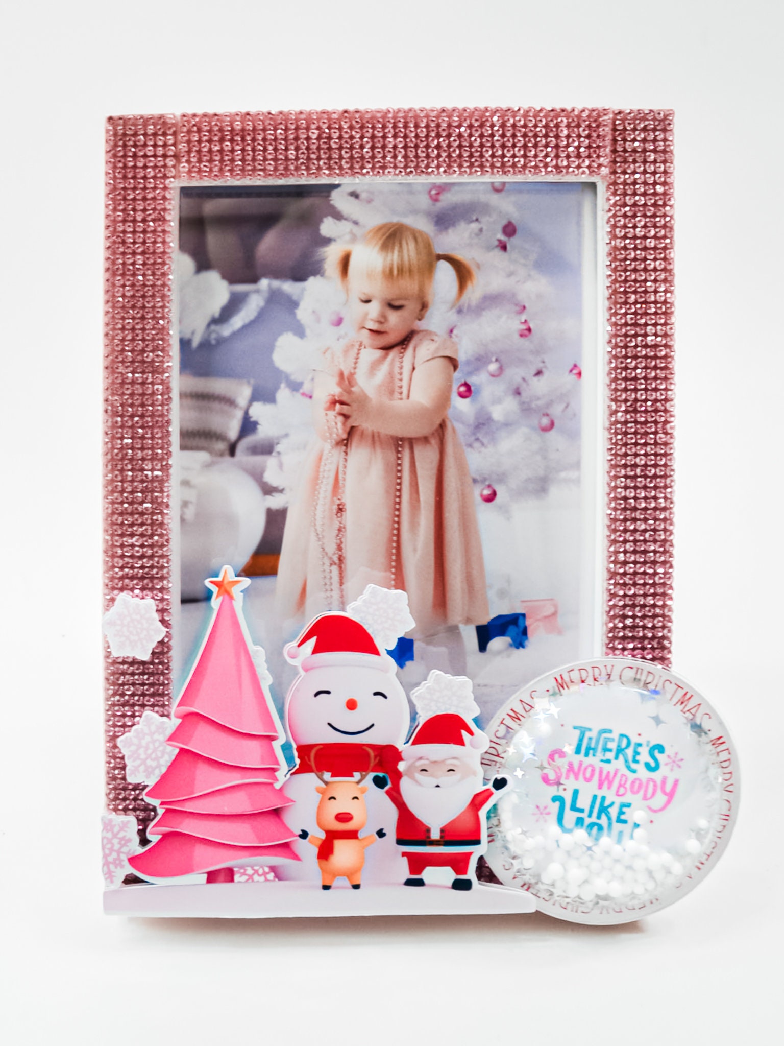 Pink Christmas Picture Frame: Snow Globe Holiday Photo Gift - Etsy