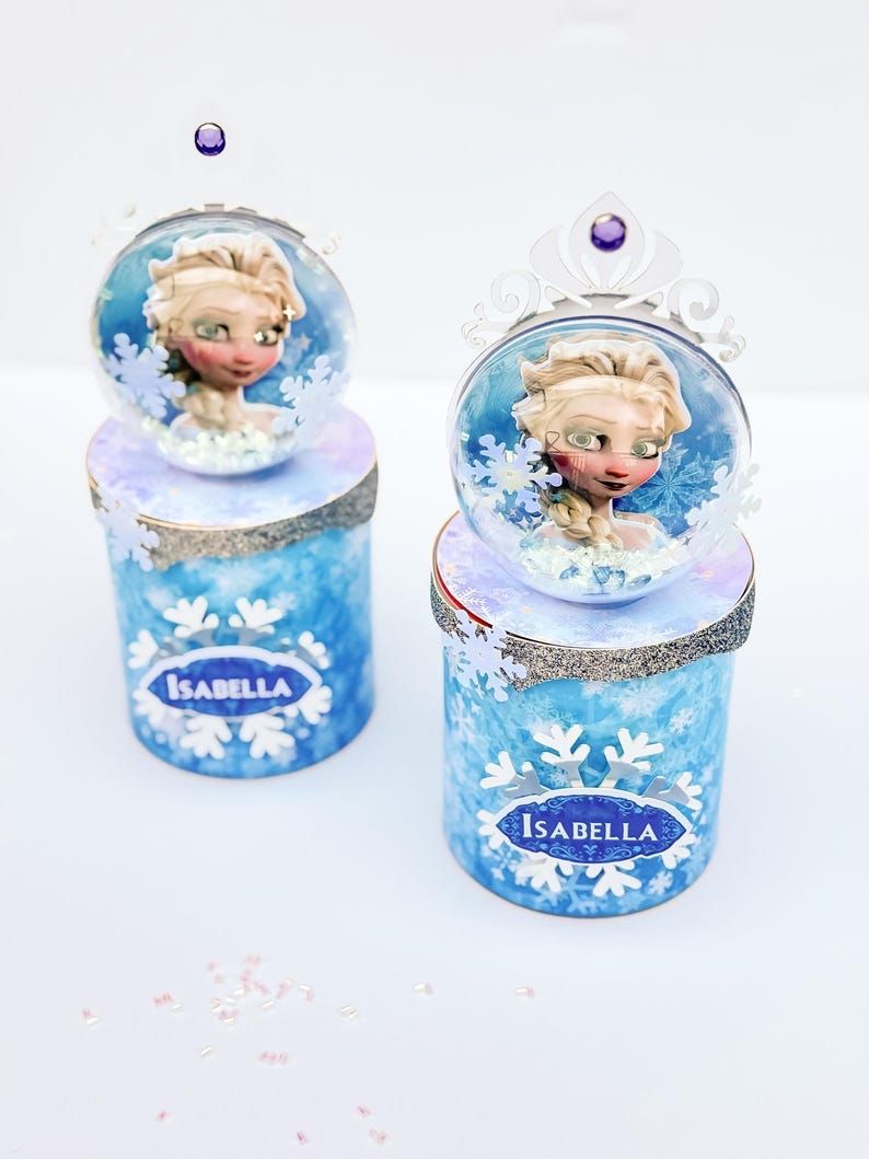 Frozen Party Favor Elsa And Anna Pringles Snack Cans Personalized Winter Theme (1.3oz, Handmade Sparkling Cardstock, Custom Child Name) image 8