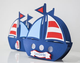 Personalized Nautical Candy Box - Sailboat Party Favor - Anchor Baby Shower Gift - Ahoy It’s a Boy Decoration - Nautical Party Favor