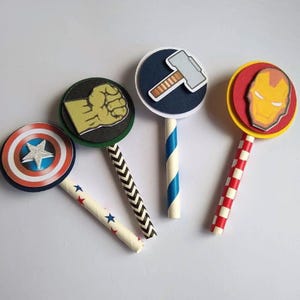 Superhero Cupcake Toppers | Comic Book Birthday Party Picks | Hero Food Decorations