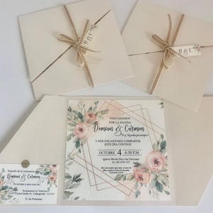 Juego de invitaciones de boda florales, plegables y personalizables, cartulina de alta calidad, listas para enviar, invitaciones para bodas y recepciones