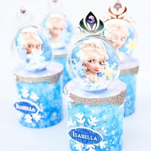 Frozen Party Favor Elsa And Anna Pringles Snack Cans Personalized Winter Theme (1.3oz, Handmade Sparkling Cardstock, Custom Child Name) image 2