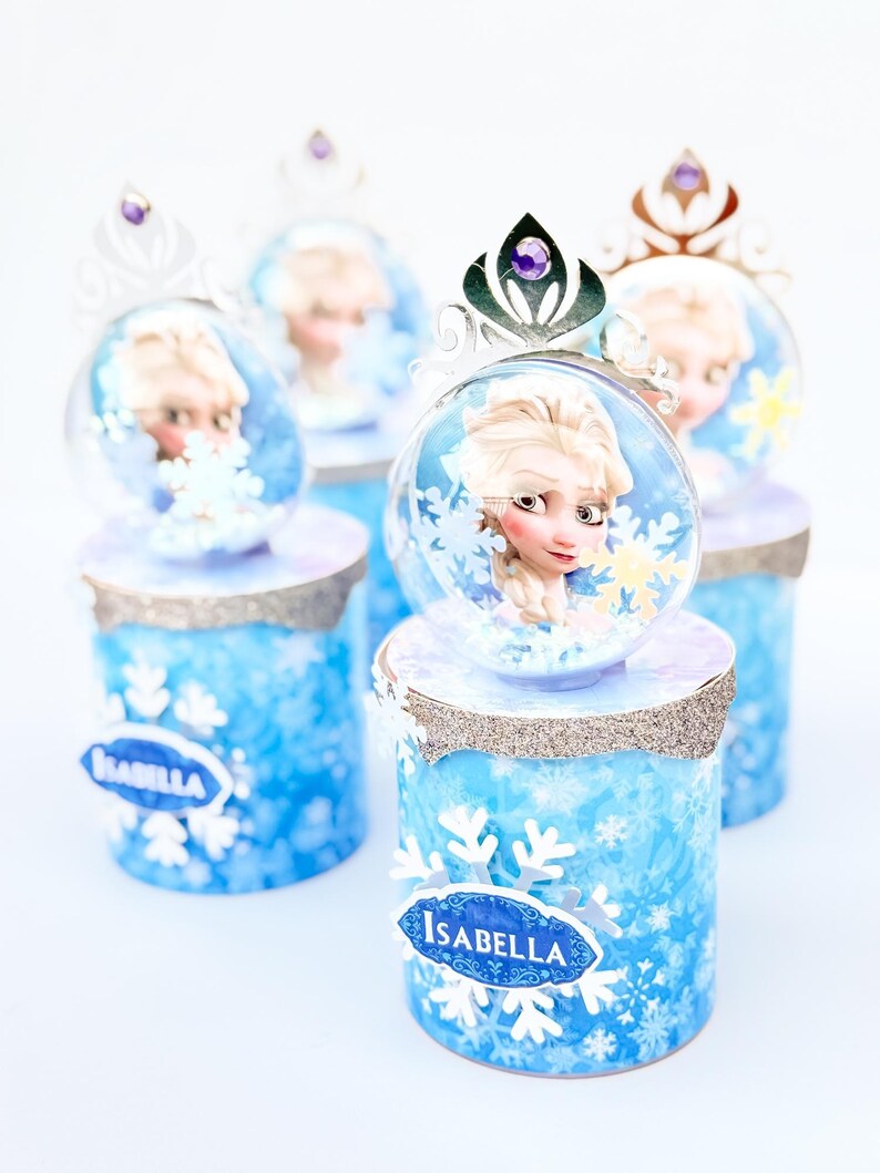 Frozen Party Favor Elsa And Anna Pringles Snack Cans Personalized Winter Theme (1.3oz, Handmade Sparkling Cardstock, Custom Child Name) image 2