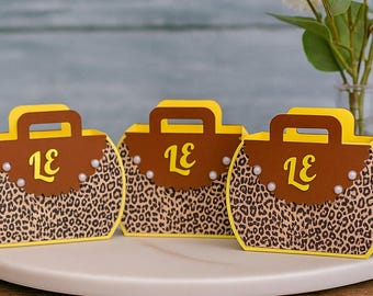 Leopard Favor Box Gold Foil Animal Print Luxury Cardstock - Safari Party Favor Jungle Decor Wild One Birthday