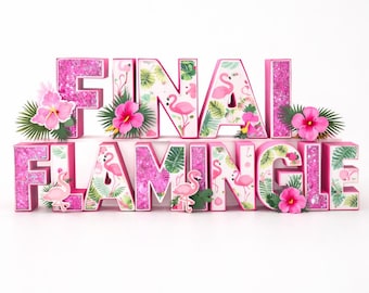 Final Flamingle 3D-letters Palm Springs Bach Flamingo Tropisch Decor Vrijgezellenfeest Zomer Strand Roze Feestbord