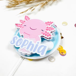 Decorazioni per cupcake a tema Axolotl, decorazioni per feste a tema Axolotl, decorazioni rosa per Axolotl, festa di compleanno a tema Axolotl, festa a tema Salamandra