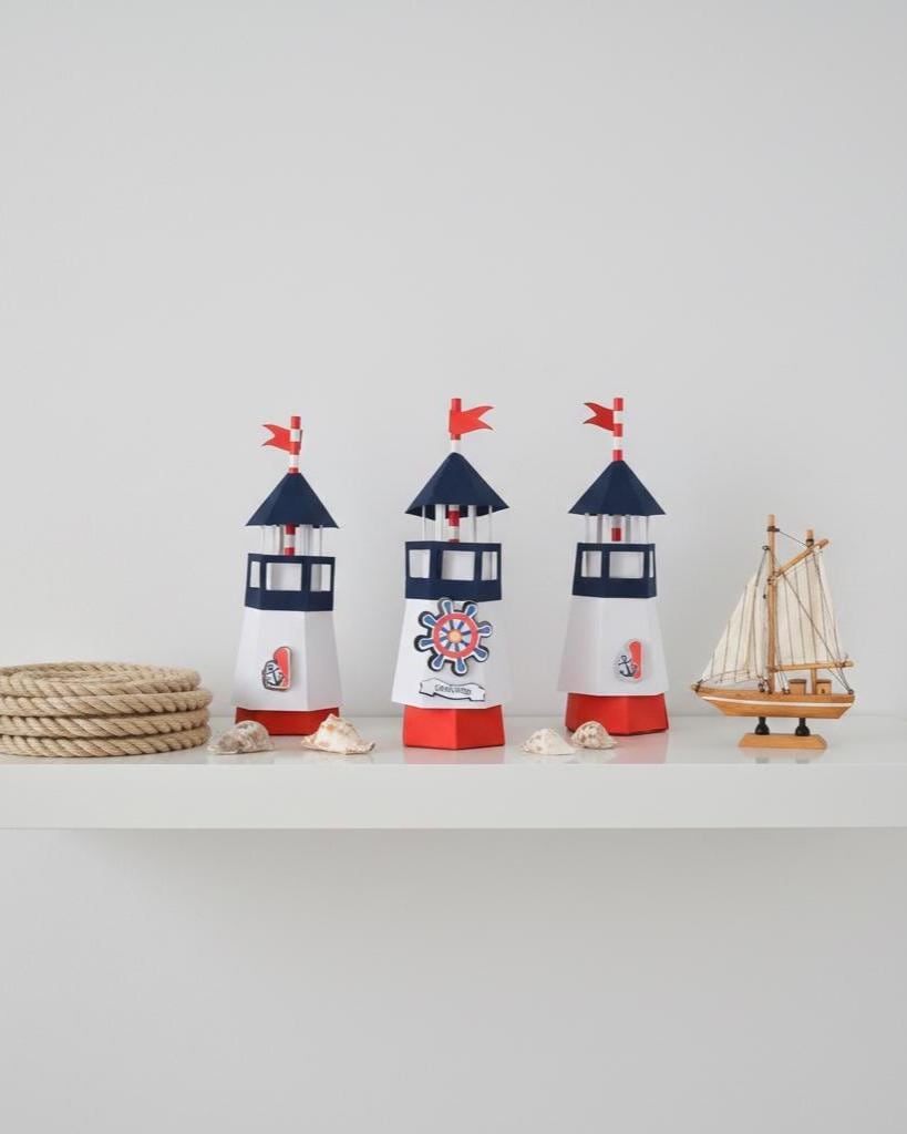 Nautical Lighthouse Centerpiece Table Decor Baby Boy Birthday Party ...