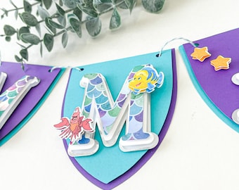 Mermaid Birthday Banner, Little Mermaid Party Decorations, Ariel Party Supplies, Little Mermaid Inspired Banner, Ariel Princess Banner