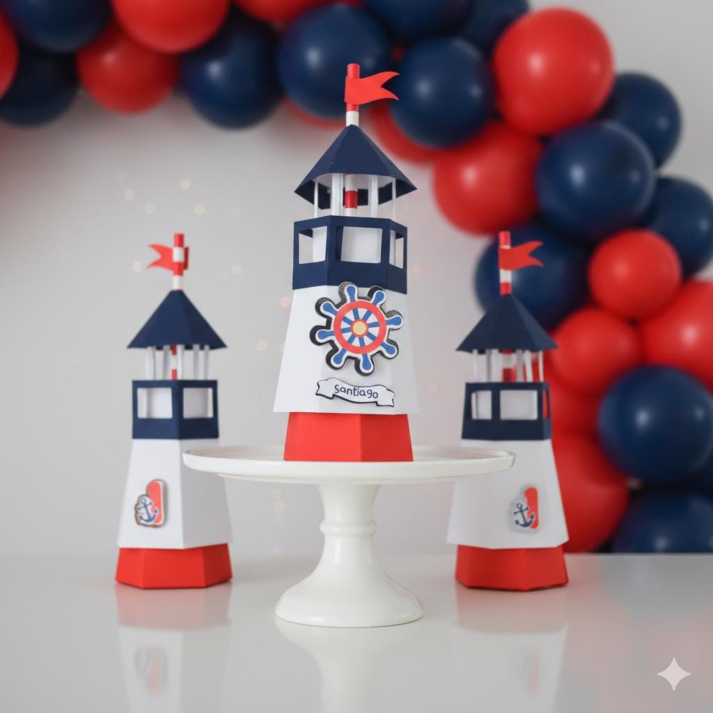 Nautical Lighthouse Centerpiece Table Decor Baby Boy Birthday Party ...