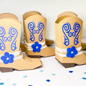 Blue Cowboy Boots Favor Box – Western Party Decorations, Cowgirl Birthday Favors, Rodeo Party Gift Box, Cowboy Theme Treat Box