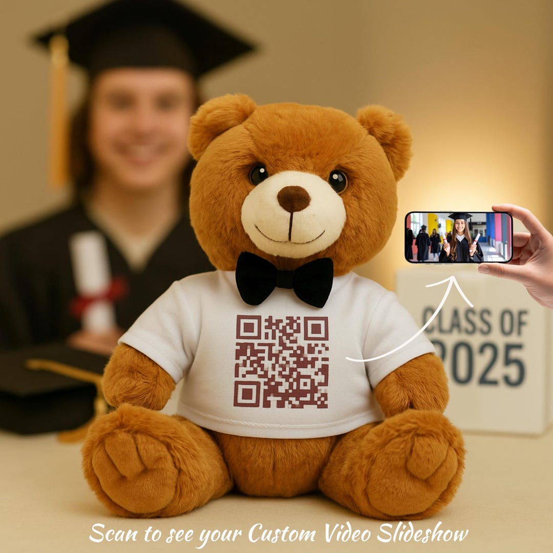 Qr Code Bear Personalized Graduation Teddy Bear Keepsake | Class of 2026 Grad Gift ...
