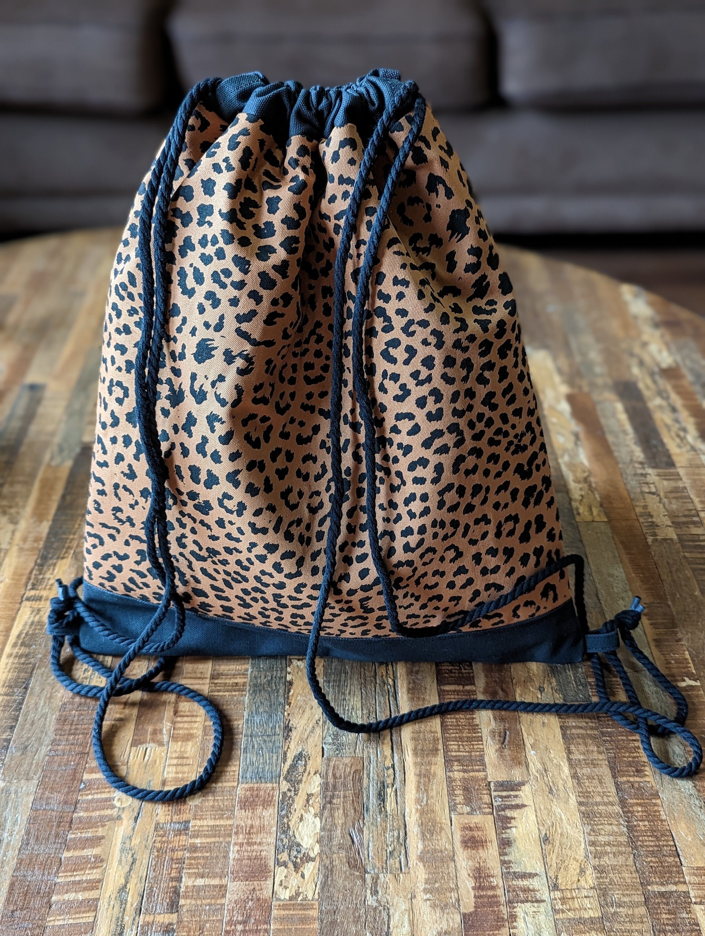 Leopard Drawstring Backpack - Etsy
