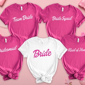Bridal Party Tshirts, Bachelorette Party Shirts, Pink Bridal Shirts, Bride, Made of Honor, Bridesmaid, Team Bride, Bride Squad, Bridal Gift