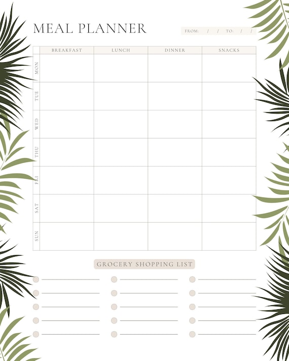 Printable Weekly Meal Planner - Etsy