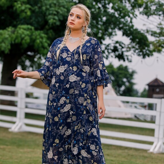 SoaqFashion Half Sleeve Floral Plus Size Women Maxi Dress Summer Dresses | Plus Size Boho Dress Perfect for Curves and Beautiful Gift for Women