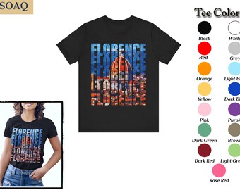 Florence Women's Summer T-Shirt in Soft Cotton, City Skyline & Landmarks, Perfect Unisex Gift for both women and men